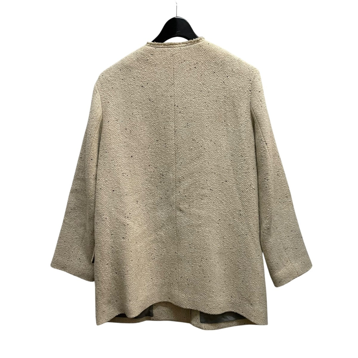 maison NALYAシルクネップヘリンボンジャケットノーカラージャケット