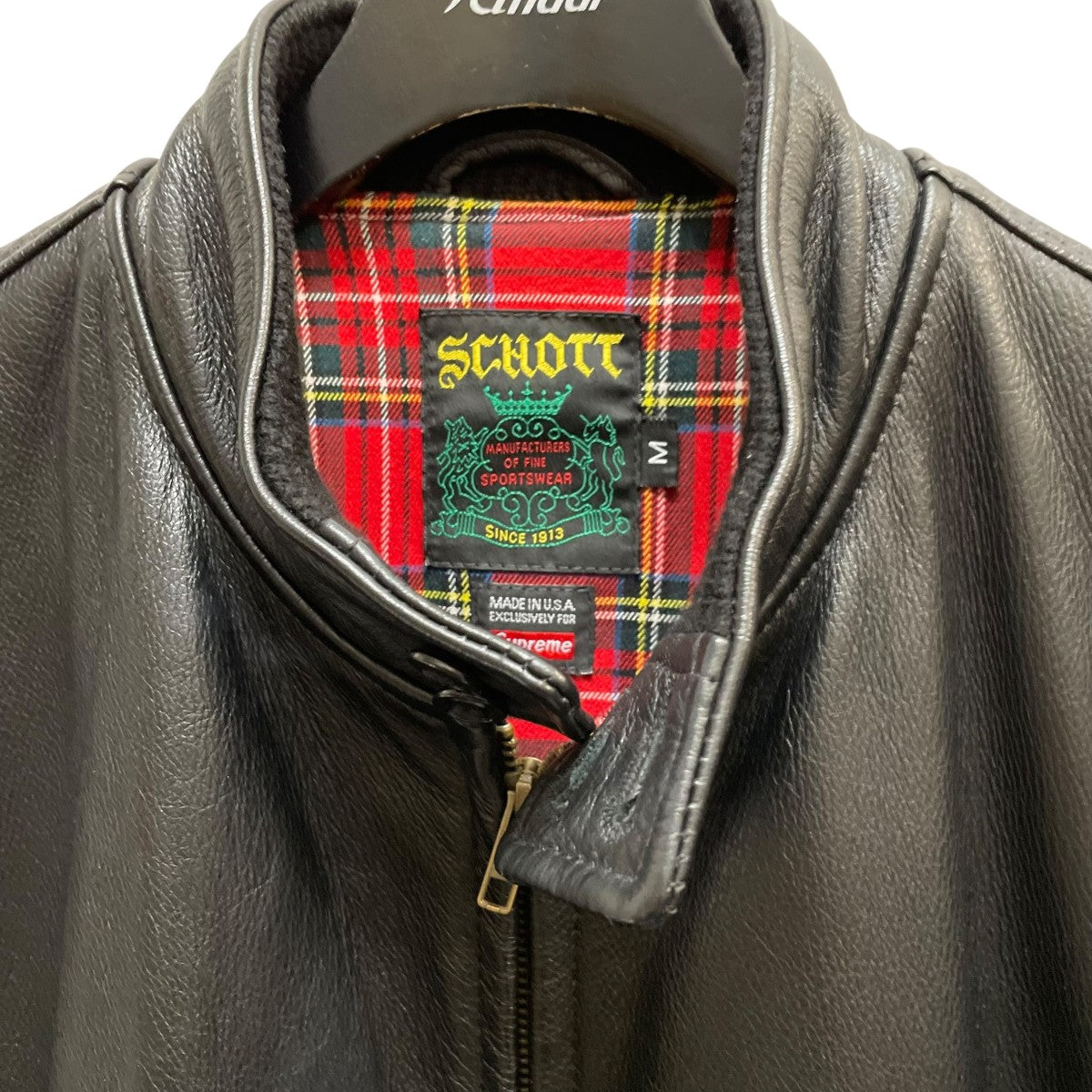 Schott×Supreme 16SSLeather Harrington Jacketレザージャケット 古着・中古-3枚目のアイテム画像