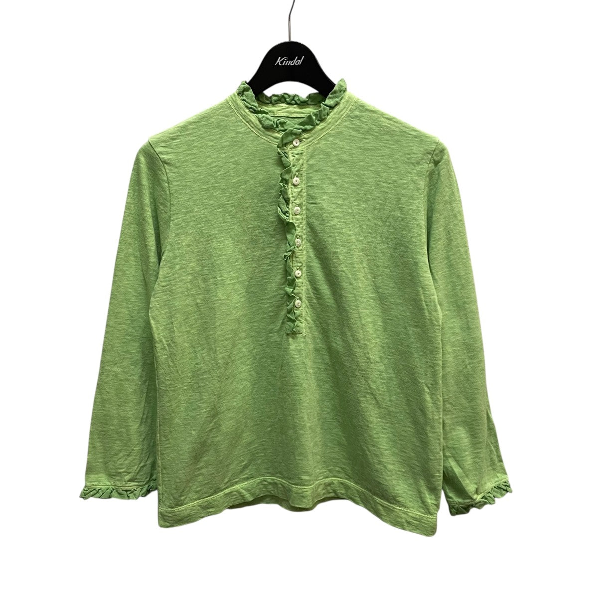 フォーティファイブアール 45R 25SS 天竺の四角ヘンリーネックtシャツ 長袖カットソー グリーン サイズ：2 45R(フォーティファイブアール) 25SS天竺の四角ヘンリーネックt