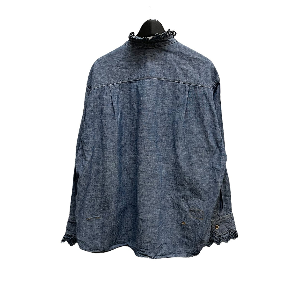 ✨美品✨45R✨黒✨ダンガリーのカットワークのブラウス✨完売品 45R（フォーティファイブアール）の「ダンガリーカットワークの