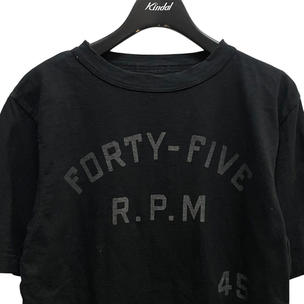 フォーティファイブアール 45R ホリーグロゴプリントノ90845星tシャツ 半袖カットソー ブラック サイズ：1 45Rホリーグロゴプリントの90845星Tシャツ（インディゴ 淡