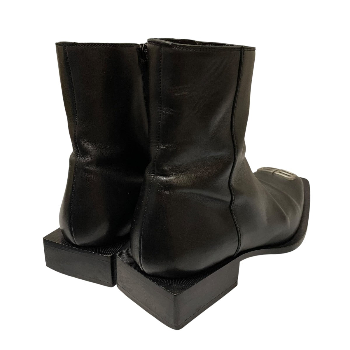 a*中様 BALENCIAGA BBロゴ リムブーツ スクエアトゥ サイドジップ BALENCIAGA(バレンシアガ) FLAT RIM BOOTIE BBロゴプレート