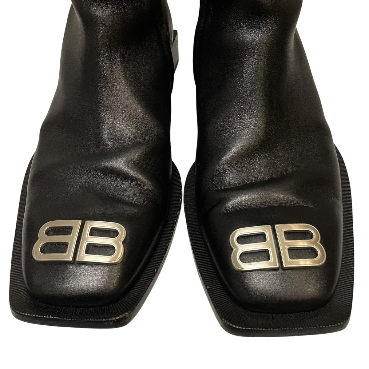 a*中様 BALENCIAGA BBロゴ リムブーツ スクエアトゥ サイドジップ BALENCIAGA(バレンシアガ) FLAT RIM BOOTIE BBロゴプレート