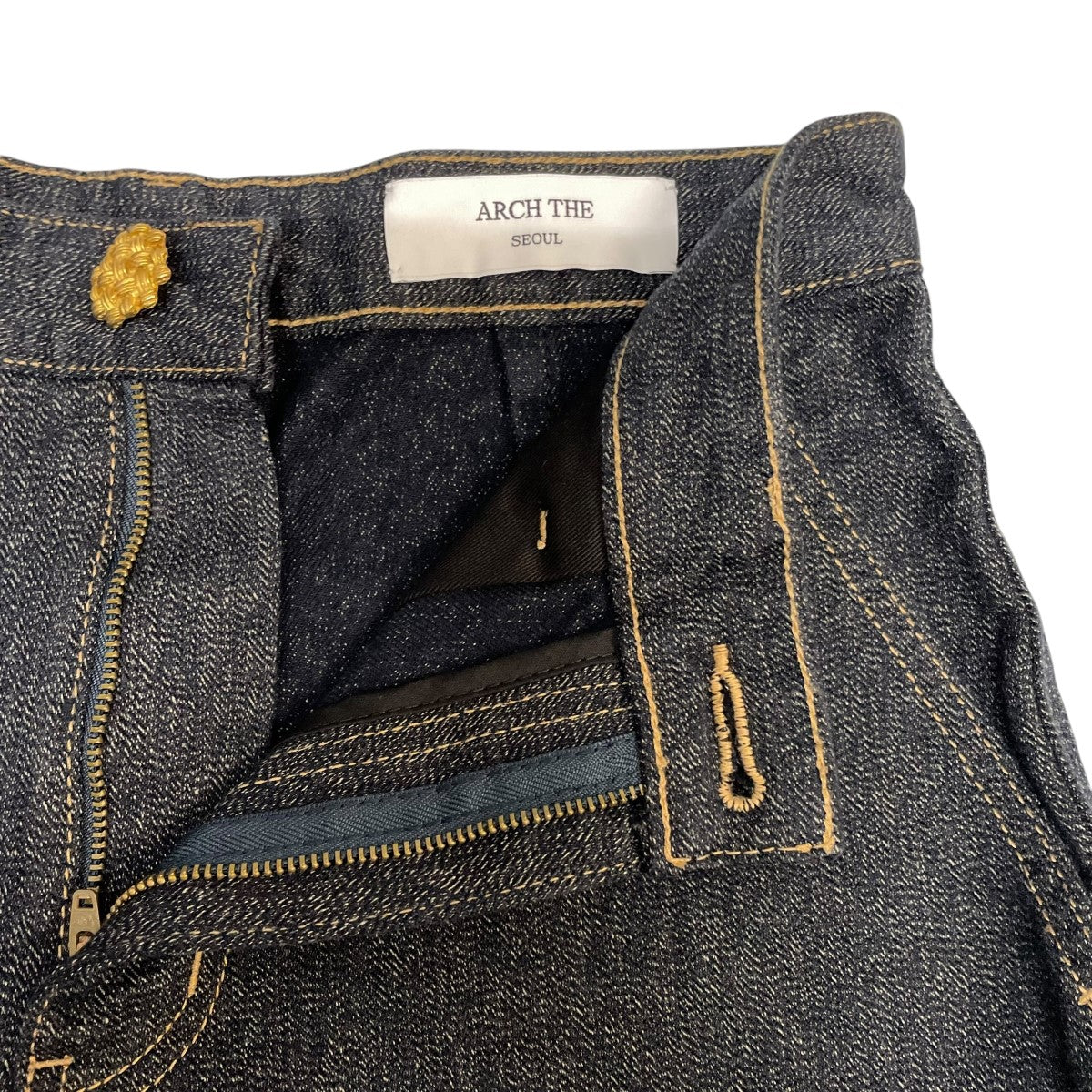 POINT BUTTON INDIGO DENIM PANTS