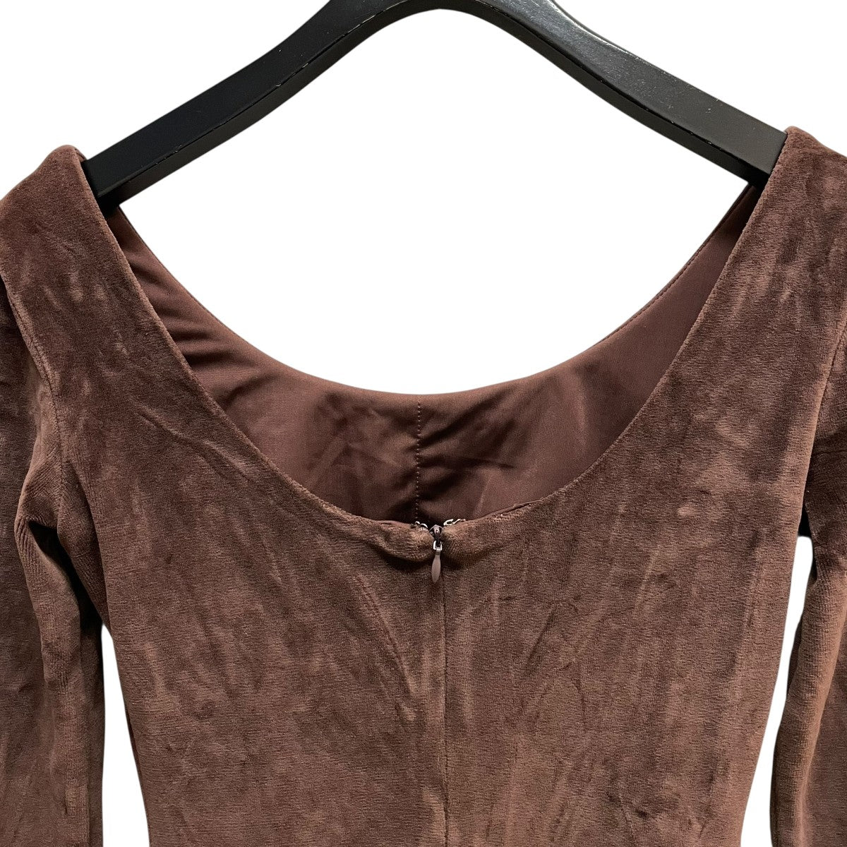 maison celon open neck velour dressCAR2323 古着・中古-6枚目のアイテム画像