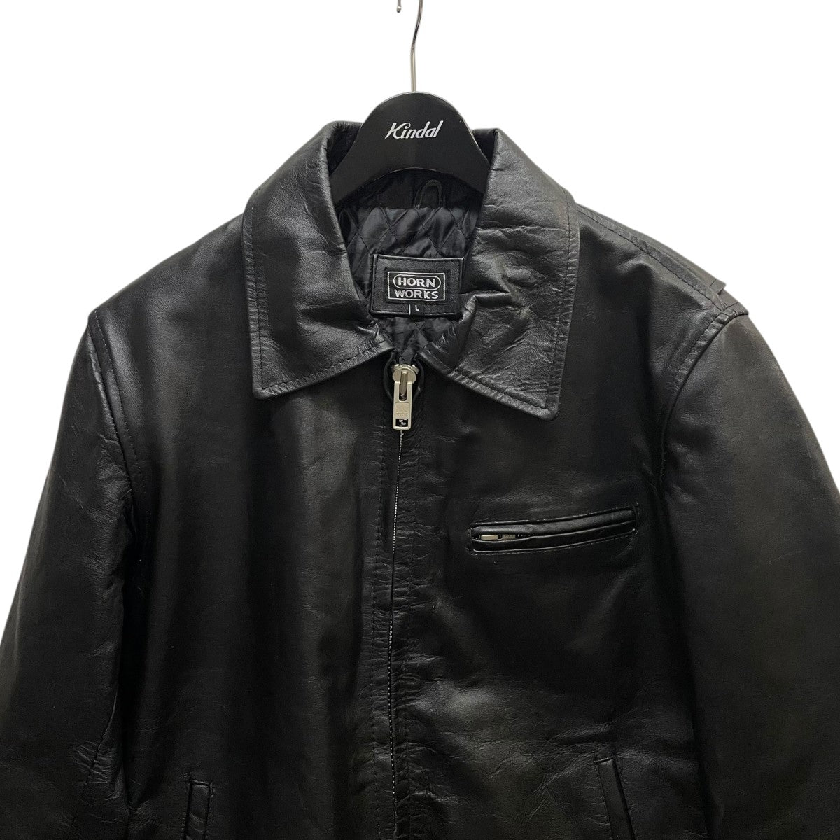 HORN WORKSバイクレザージャケット❗️ Horn Works 本革 プロテクター付シングルライダースジャケット