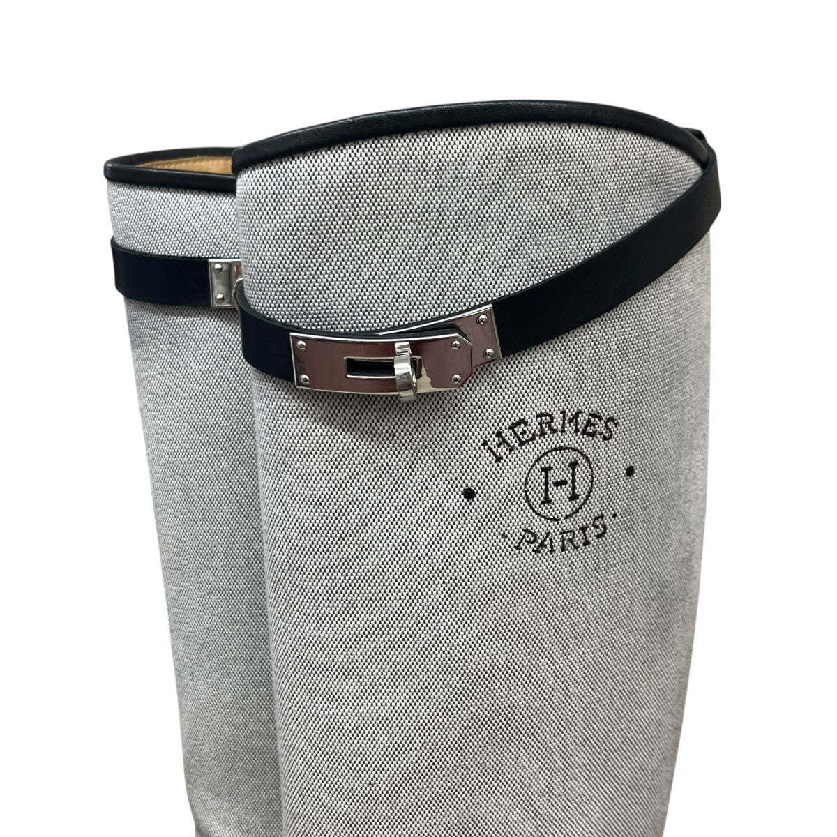 HERMES ジャンピングブーツ ケリー キャンバス レザー ブーツ 古着・中古-4枚目のアイテム画像