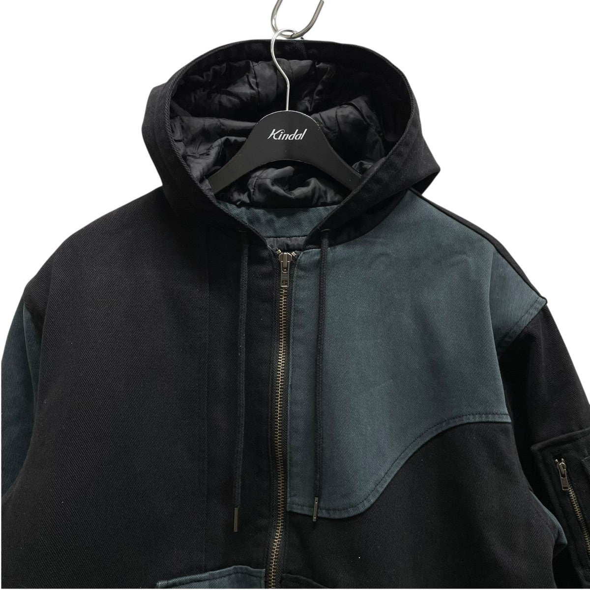 Panel Denim Hooded Bomberジャケット