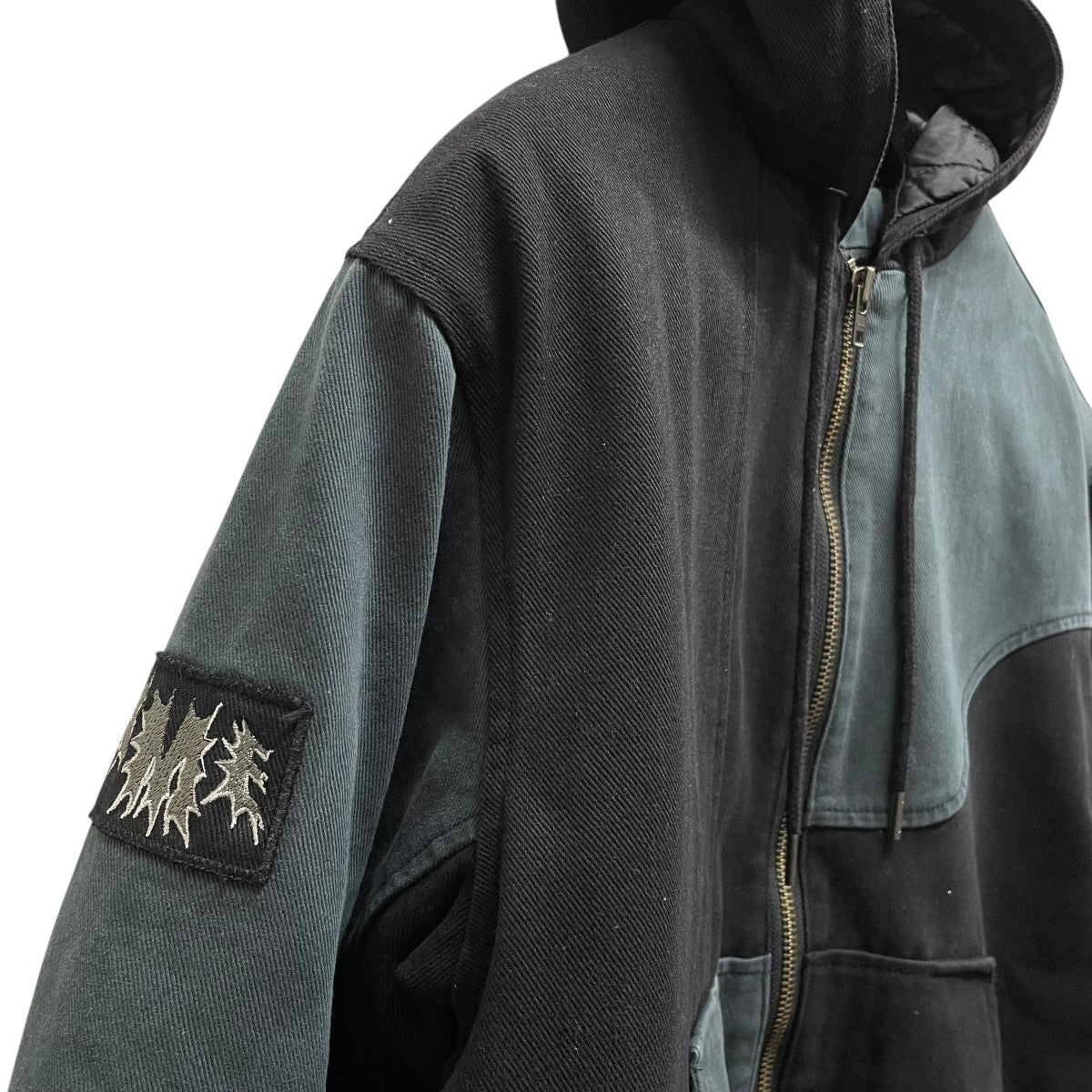 Panel Denim Hooded Bomberジャケット
