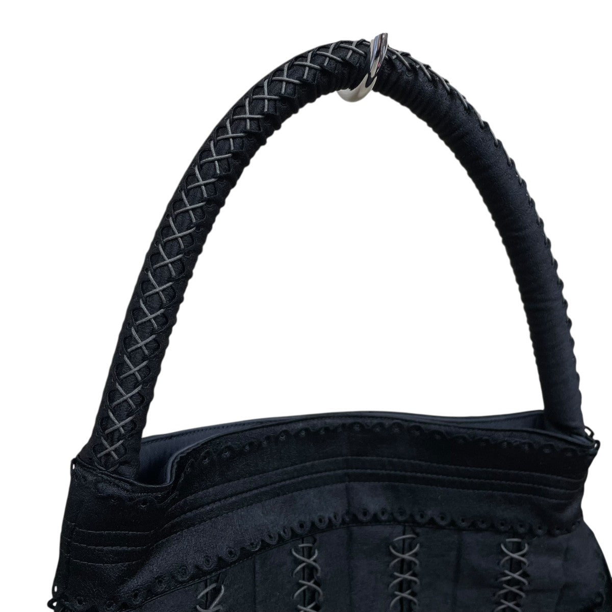 イッセイミヤケ FETE パンチング レザー ボストンバッグ ハンドバッグ 黒 イッセイミヤケ FETE パンチング レザー ボストンバッグ ハンドバッグ