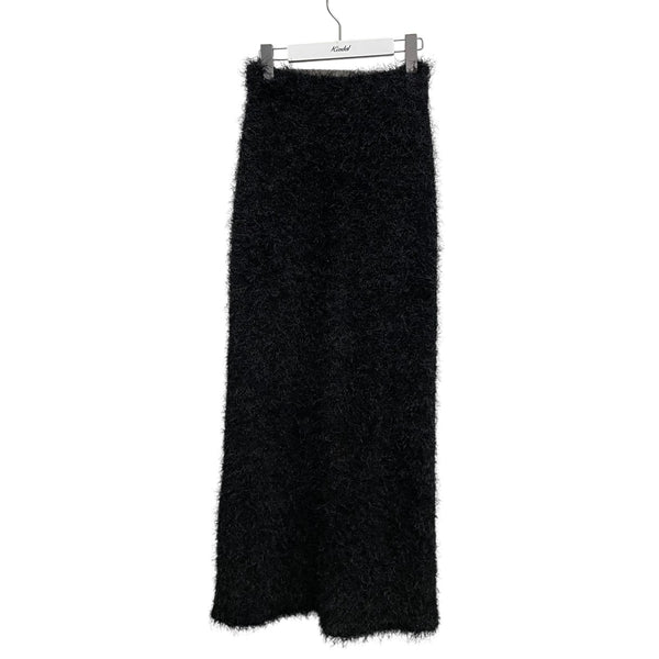 スカート Mediam Fringe Skirt Mediam(ミディアム) Fringe Maxi skirtニットスカート ブラック サイズ