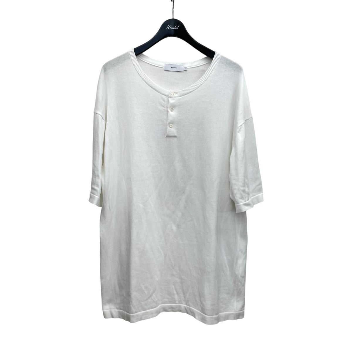 Graphpaper Suvin S／S Henley Neck KnitヘンリーネックカットソーGM201-80120B 古着・中古-1枚目のアイテム画像