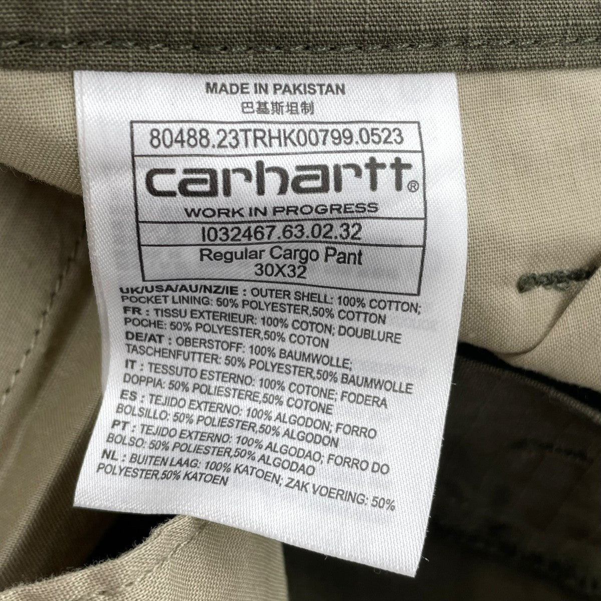 CarHartt blackrinsed REGULAR CARGO PANTカーゴパンツ1032467-23F 古着・中古-6枚目のアイテム画像