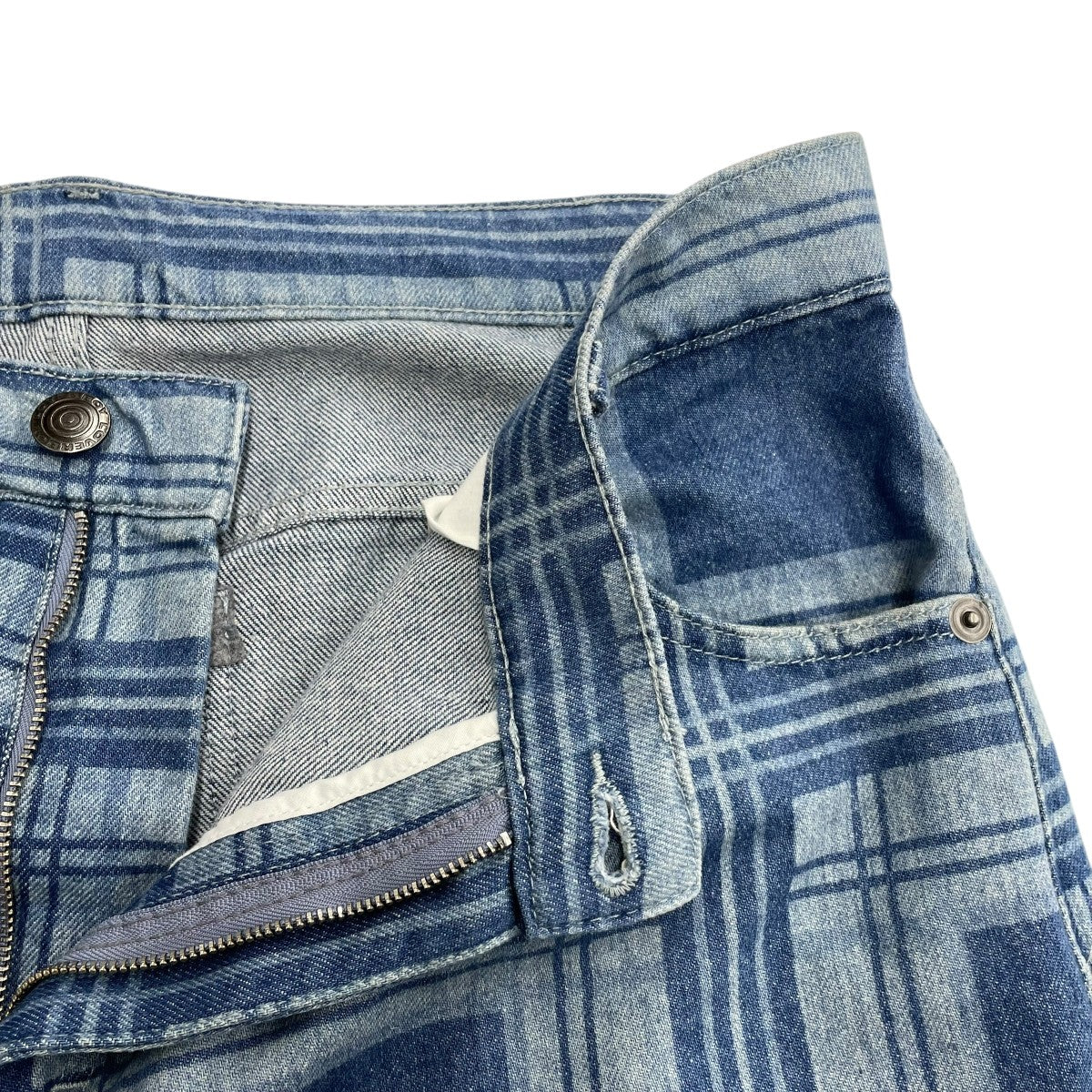 25SSチェックストレートジーンズデニムパンツ