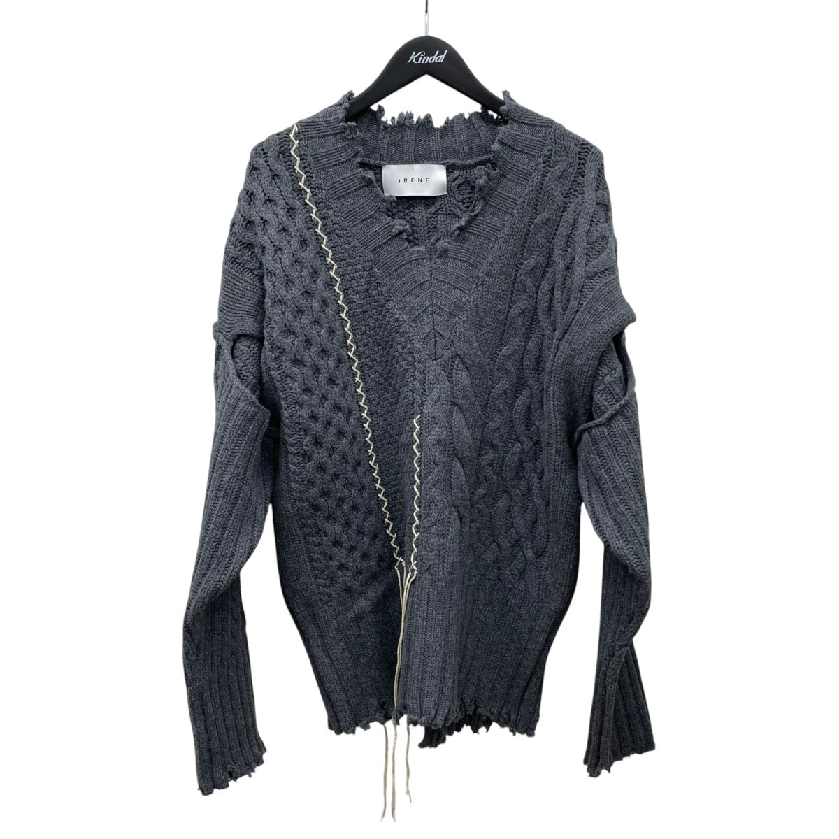 IRENE Open Collar Mix Knitカーディガン24A81006 古着・中古-1枚目のアイテム画像