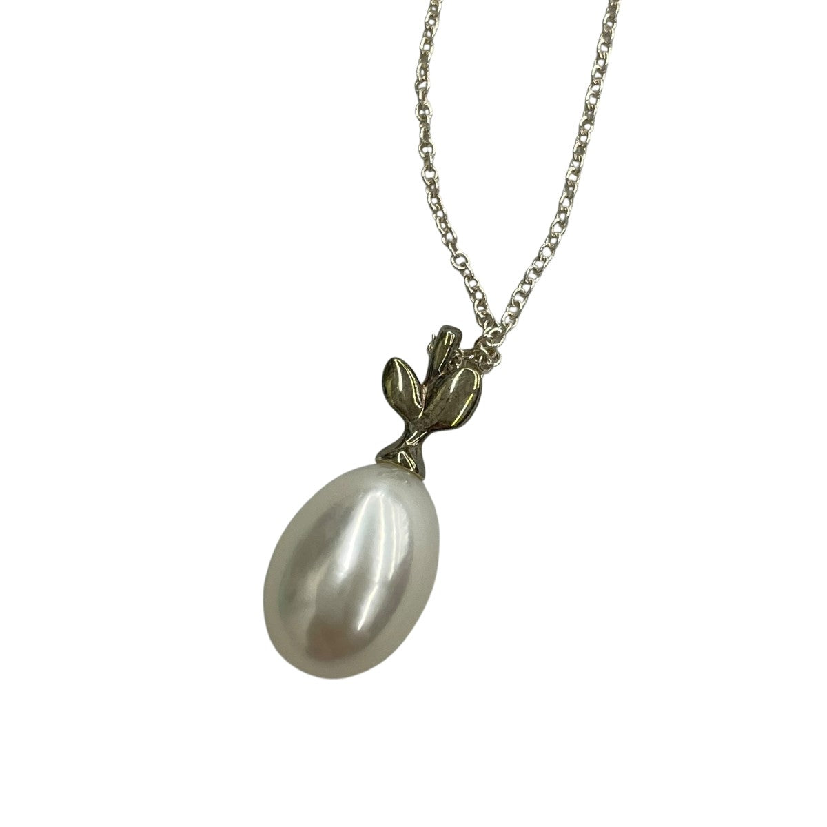 Paloma Picasso． オリーブリーフパールペンダントネックレス