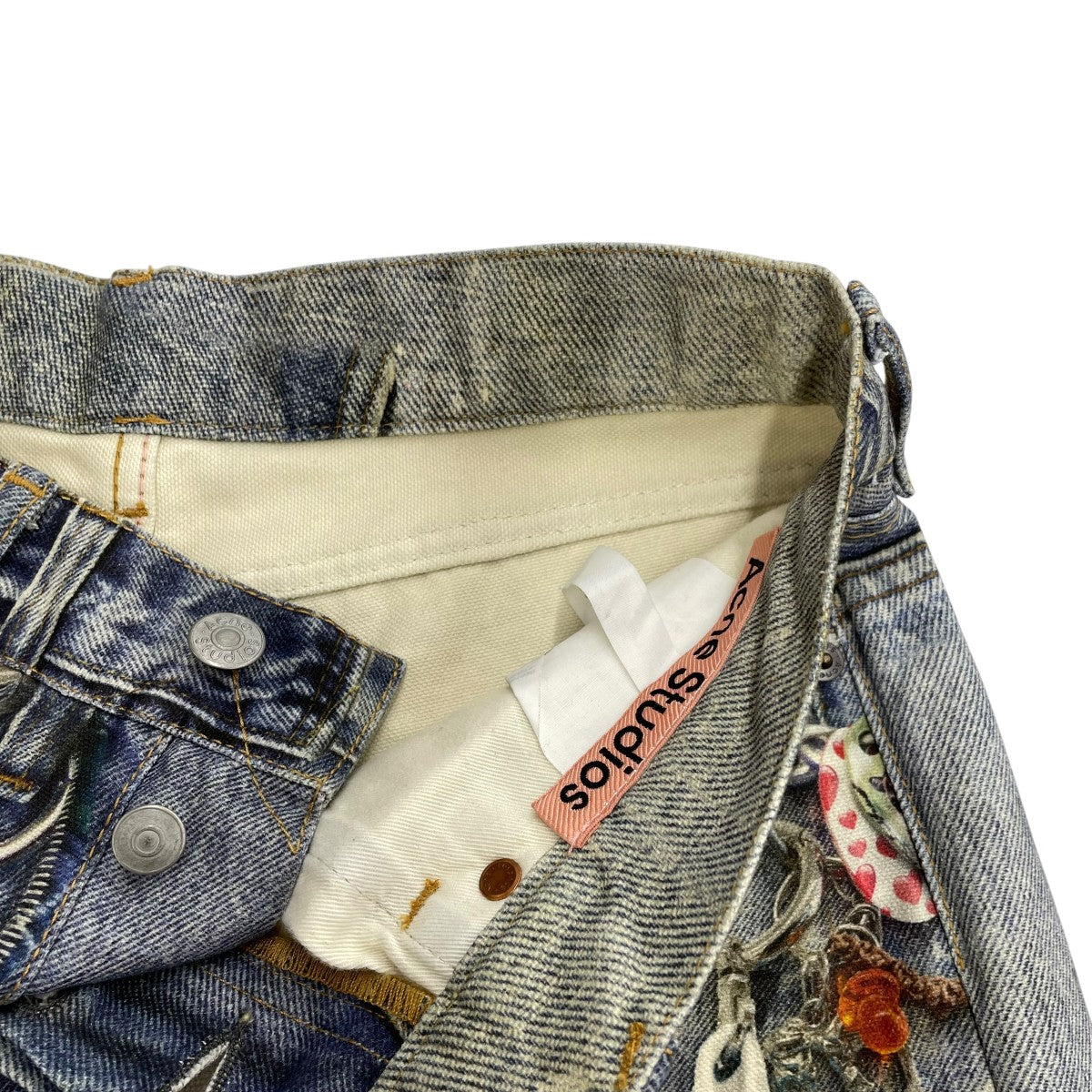 24SSトロンプルイユキーチェーンプリントバギーデニムデニムパンツFN-MN-TROU001020