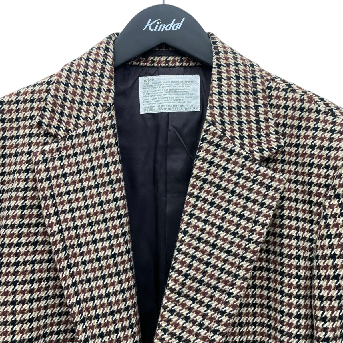KOLOR 18AWBIKKUGAN CLUB JACKETチェックチェスターコート18WCM-J04107 古着・中古-3枚目のアイテム画像