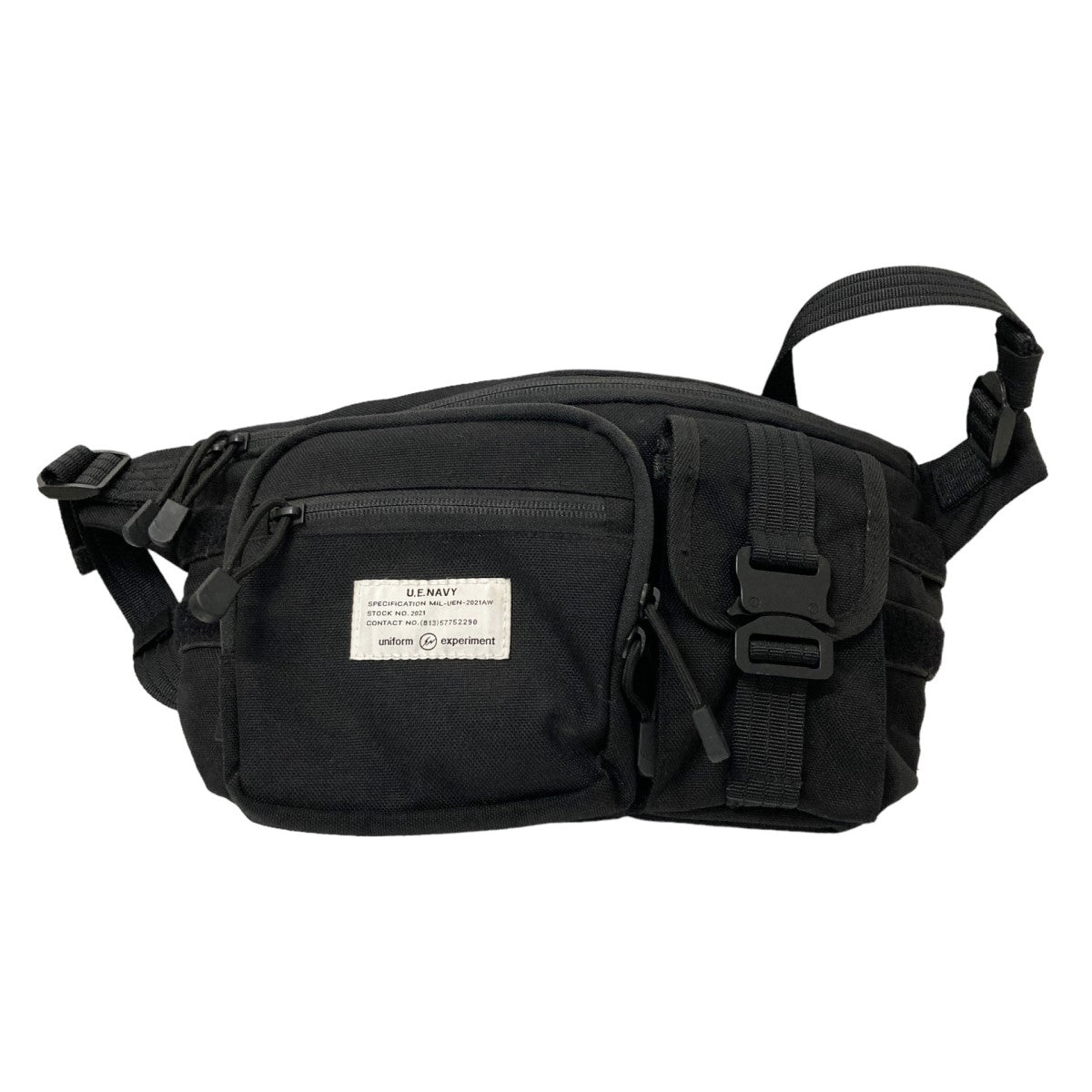 UNIFORM　EXPERIMENT(ユニフォームエクスペリメント) Logo Waist Bag Black CORDURA UE-202098