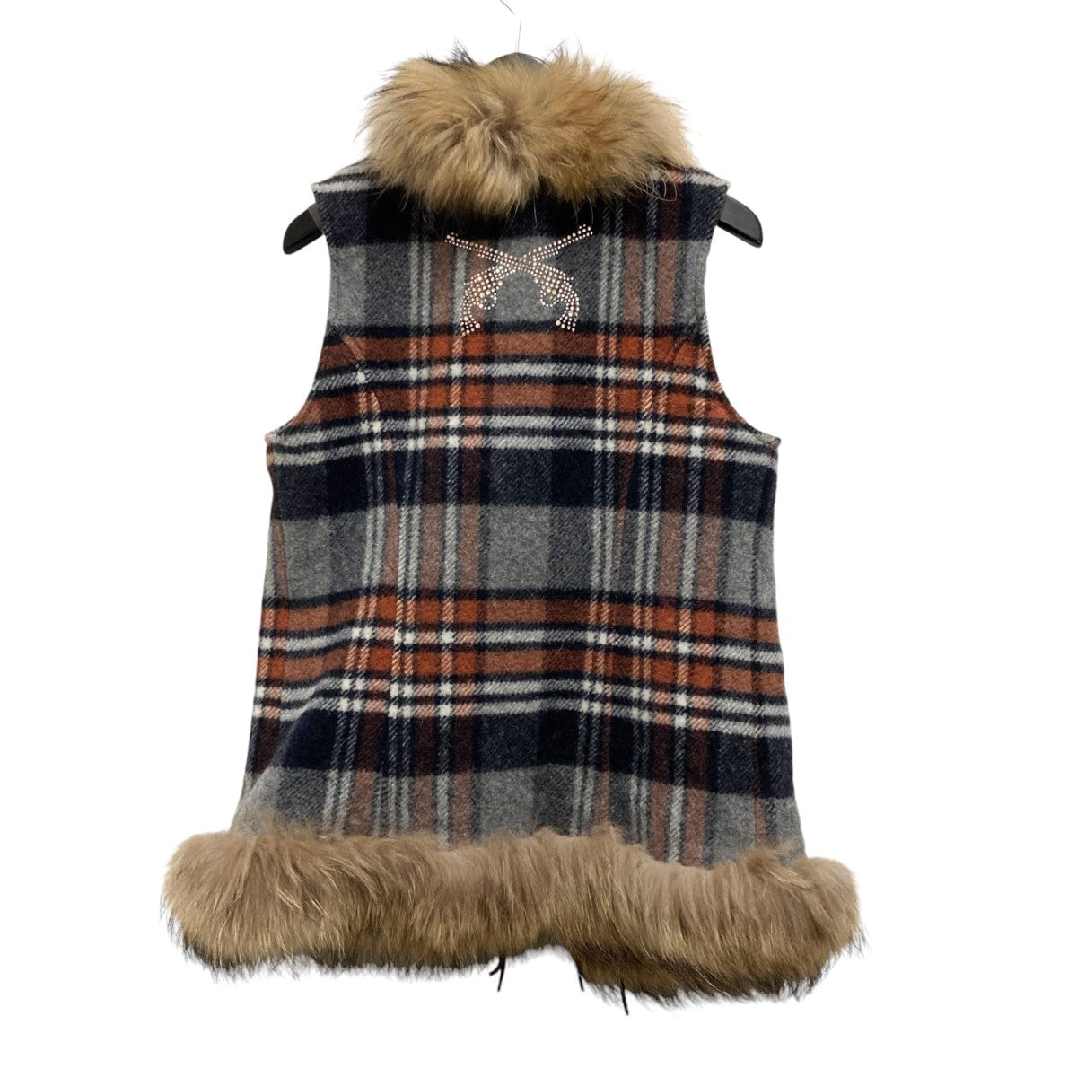 WOOL CHECK  FUR VEST  SWAROバックスワロベスト12FRLV 02A