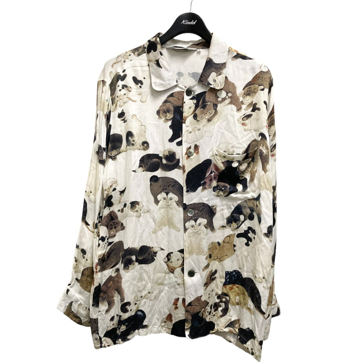 Long Sleeve Shirt伊藤若冲 構図の百犬図開襟総柄シャツN21 RLSH04