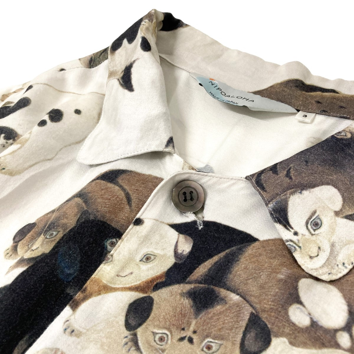 Long Sleeve Shirt伊藤若冲 構図の百犬図開襟総柄シャツN21 RLSH04