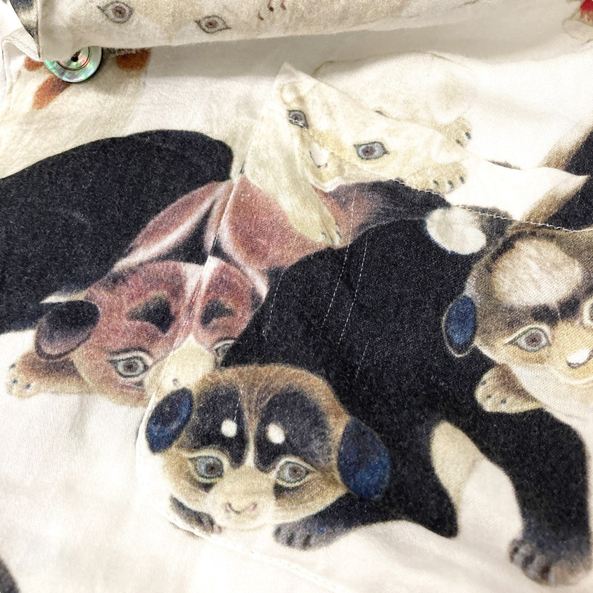 Long Sleeve Shirt伊藤若冲 構図の百犬図開襟総柄シャツN21 RLSH04