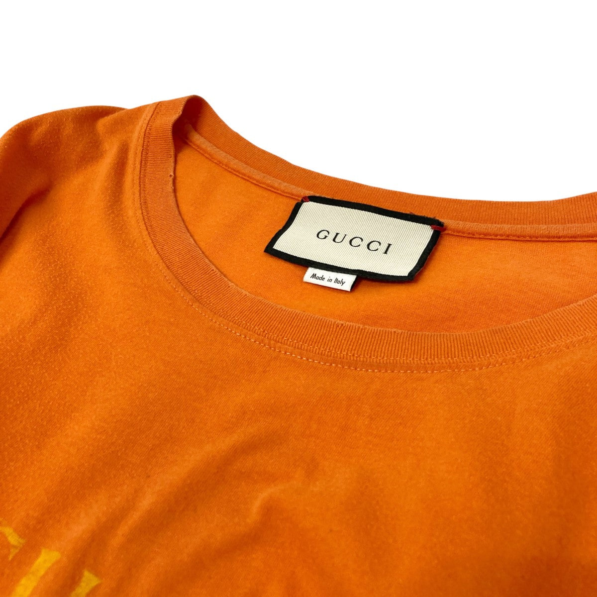 GUCCI(グッチ) グリッターロゴ ヴィンテージ加工Tシャツ493117