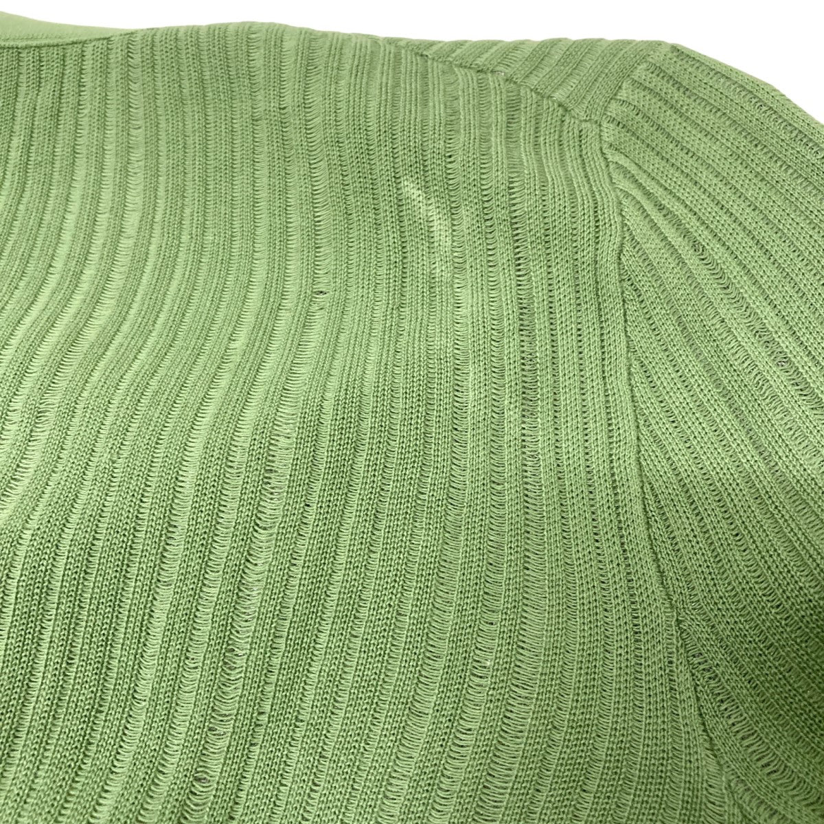 theory luxe 23SS コットンリネン ミディアム丈カーディガン 緑