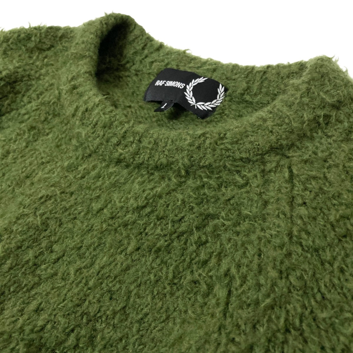 RAF SIMONS×FRED PERRY Fluffy Knit Jumperロゴ刺繍ニットSK6518 SK6518 グリーン サイズ  L｜【公式】カインドオルオンライン ブランド古着・中古通販【kindal】