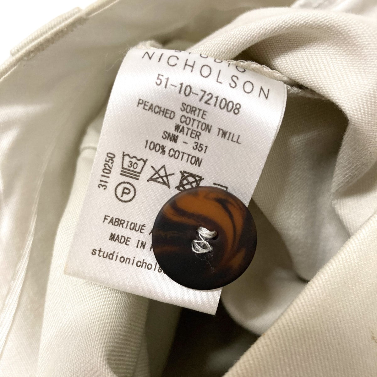 STUDIO NICHOLSON(スタジオニコルソン) コットンツイル1タックパンツ51