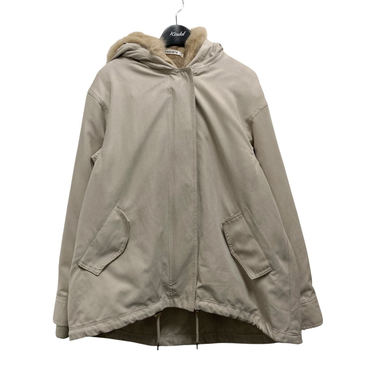 ラディエイト☆2wayファー付き フーデッドモッズアウター ジャケット ベージュ ラディエイト RADIATE ベージュ ファー付きモッズコート 2way M
