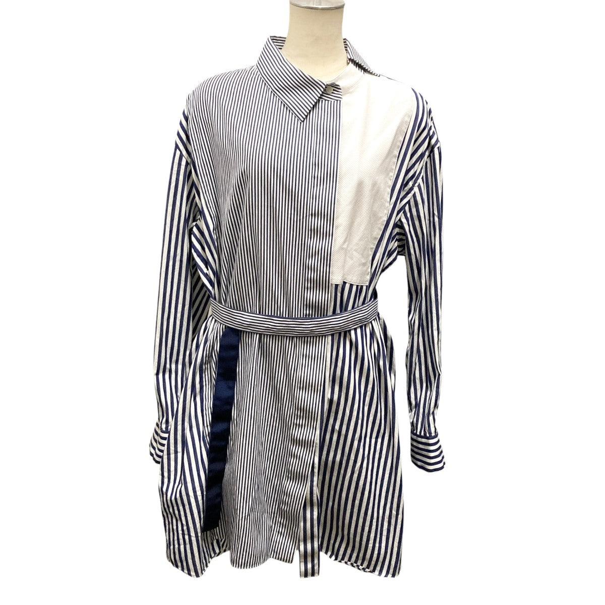 sacai STRIPED POPLIN SHIRT DRESS切替ワンピース23 06529 古着・中古-1枚目のアイテム画像