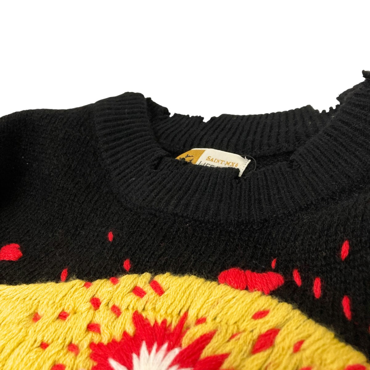 SAINT MICHAEL(セントマイケル) CP CREW KNITSMILEダメージ加工