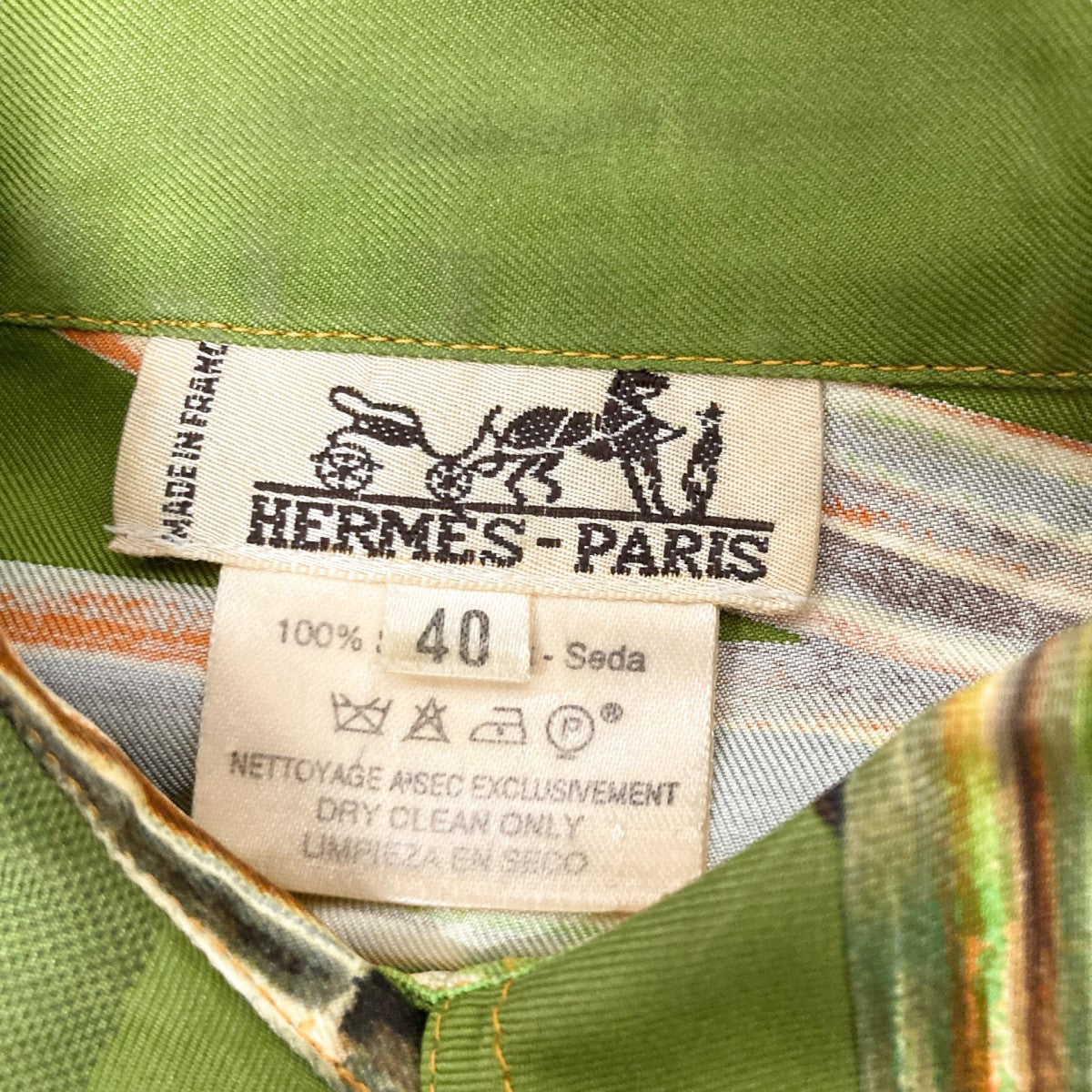 HERMES 総柄シャツ 古着・中古-4枚目のアイテム画像