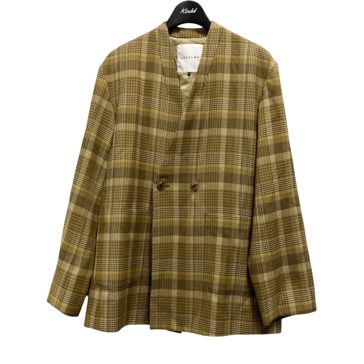 CREOLME チェックノーカラージャケット600 0221004 古着・中古-1枚目のアイテム画像