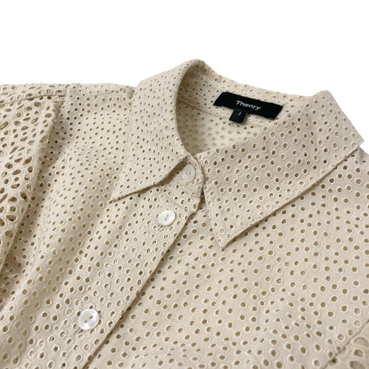 theory(セオリー) Nova Eyelet BD Ruffle DRシャツワンピース01