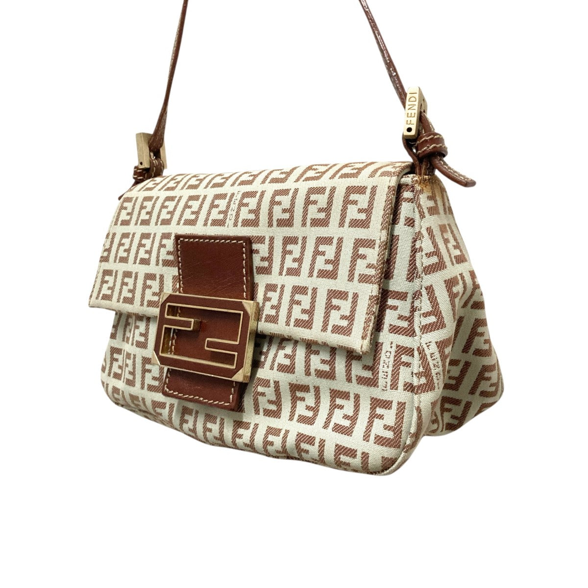 【★タグ付き★】FENDI フェンディ　ズッカ　アイボリー　ミニ　マンマバケット FENDI - FENDI ズッカ マンマバケット バッグ キャンバス