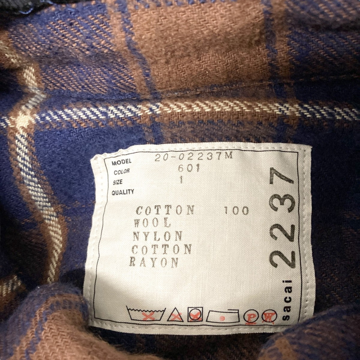 sacai(サカイ) ボウタイレイヤードチェックシャツ20 02237M 20 02237M