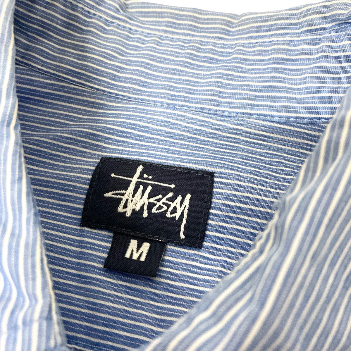 Stüssy ストライプ柄 希少　ベロア　Lサイズ　長袖 STUSSY - STUSSY/ステューシーストライプ柄長袖シャツ Mサイズの