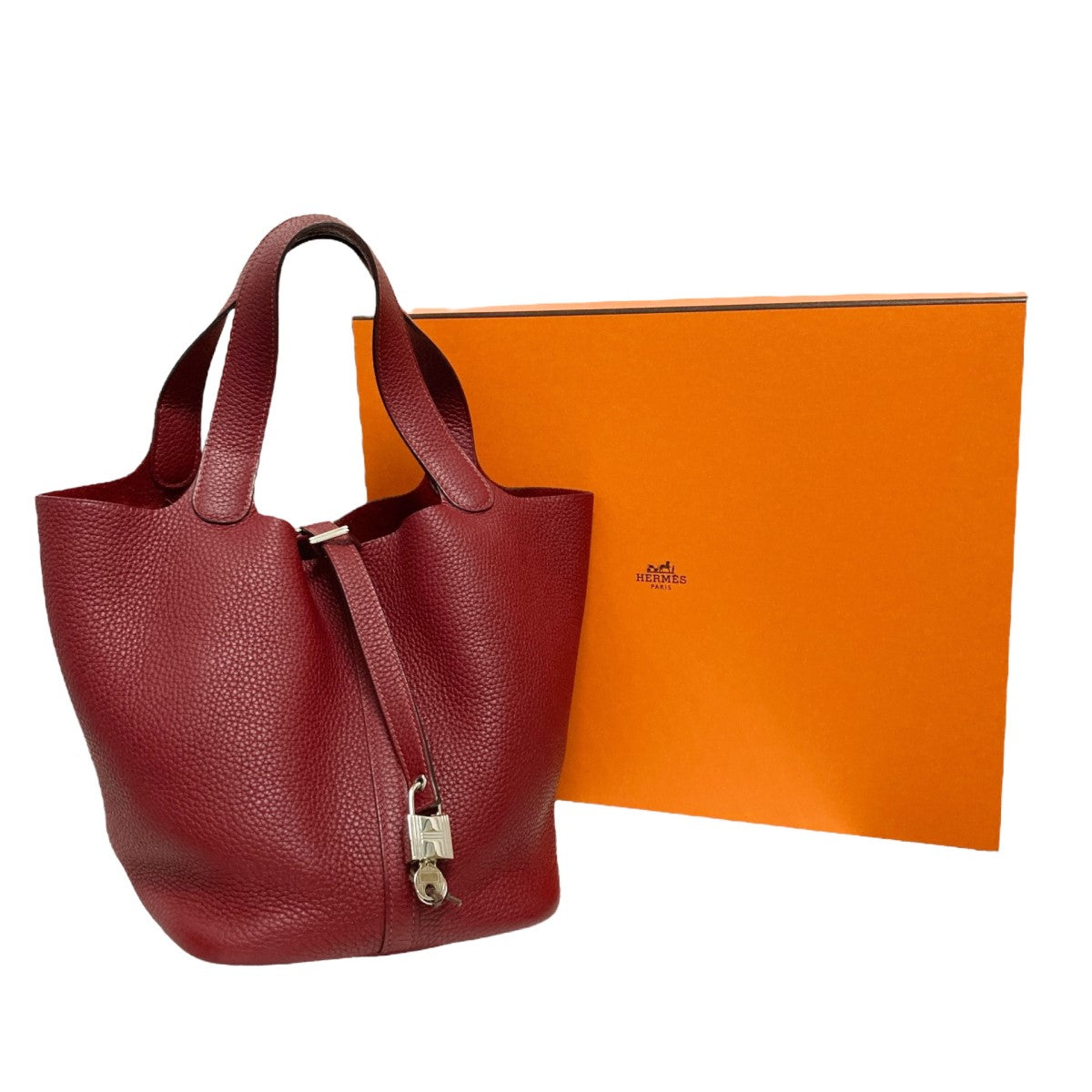 ピコタンロックＭＭ レザー ハンドバッグ Ｘ刻印 レッド　25020302 HERMES(エルメス) ピコタンロックMMハンドバッグA刻印(2017) A