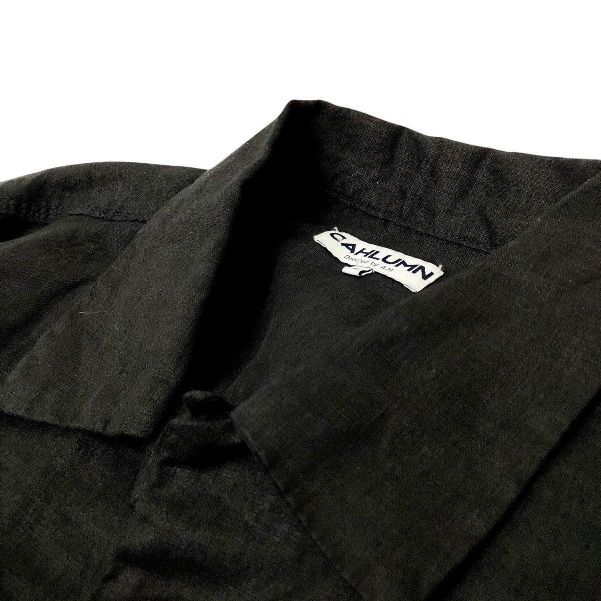 美品 CAHLUMN リネンシャツ Lサイズ 2枚セット 黒&オリーブ タグ付 中古・古着通販】CAHLUMN (カウラム) 半袖リネンシャツ ブラック