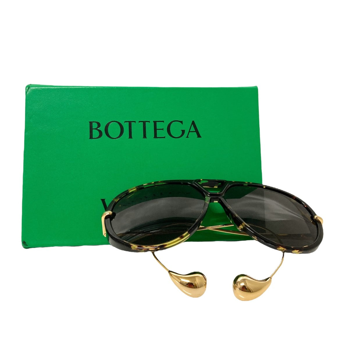 24SS【BOTTEGA VENETA】ドロップ パイロット サングラス 日本製 ブラック/ブラウンドロップ パイロット サングラス| Bottega