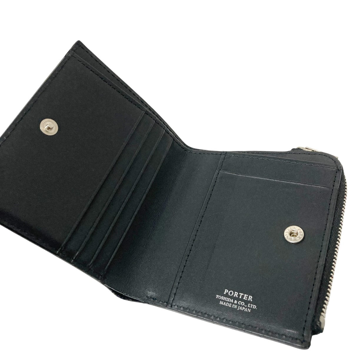 【美品】 Porter エイブル　ウォレット　二つ折り財布　財布　ブラック ポーター エイブル 二つ折り財布 コンパクトウォレット ブラック