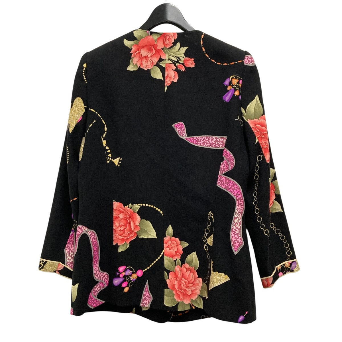 LEONARD 花柄ノーカラージャケット　サイズ42 LEONARD 花柄ノーカラージャケット サイズ42