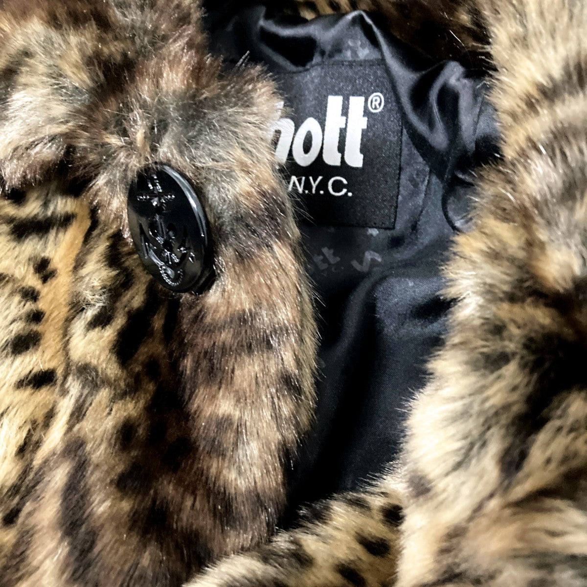 ショット SCHOTT 美品 豹柄 レオパード柄 フェイクファー ジャケット 10139 【未使用タグ付き】Schott ショット 100周年記念モデル