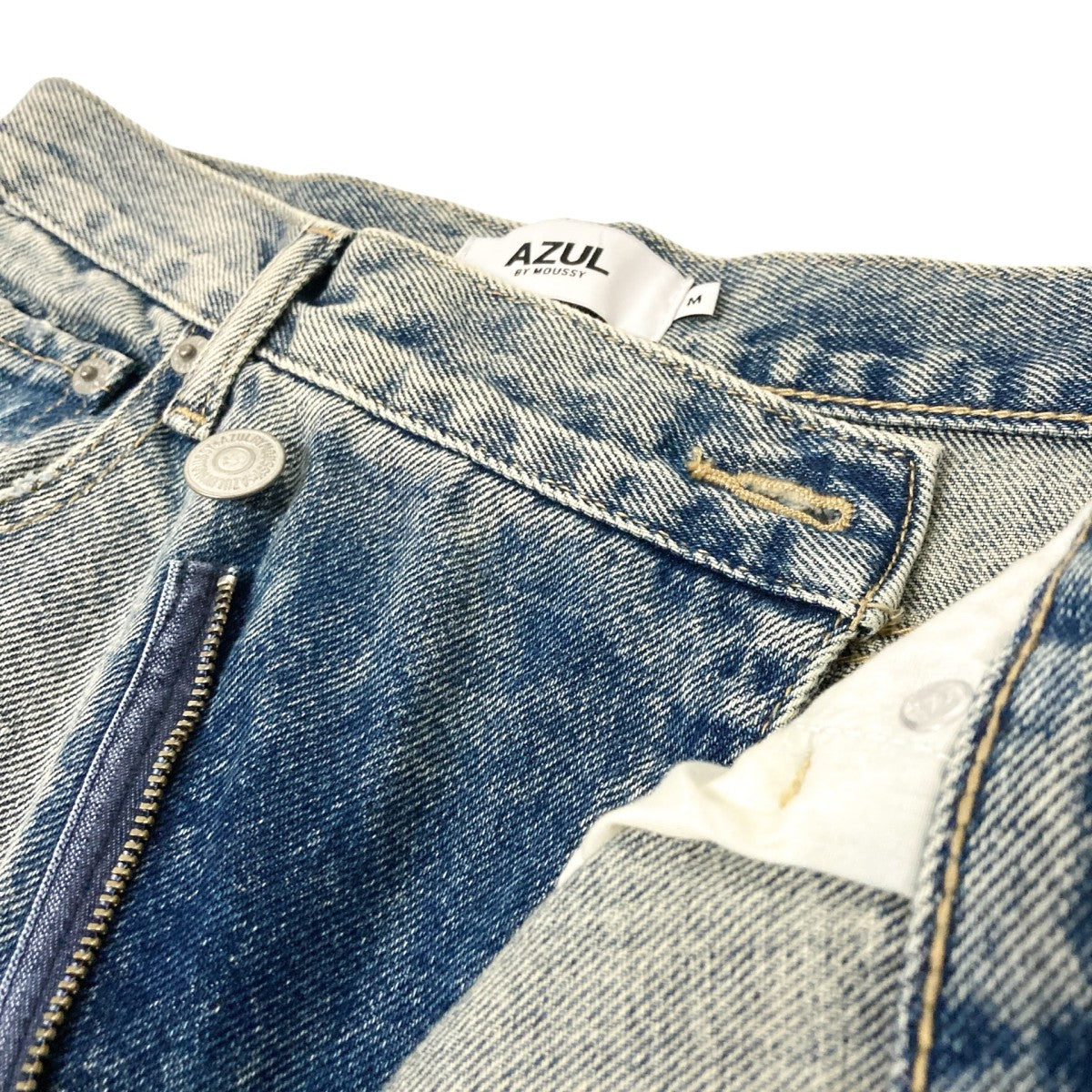 新品/タグ付きMOUSSY クロスウェストデザインデニム（1 D/BLU） AZUL BY MOUSSY AZUL DENIM/ハイウエストワイドデニムⅣ One