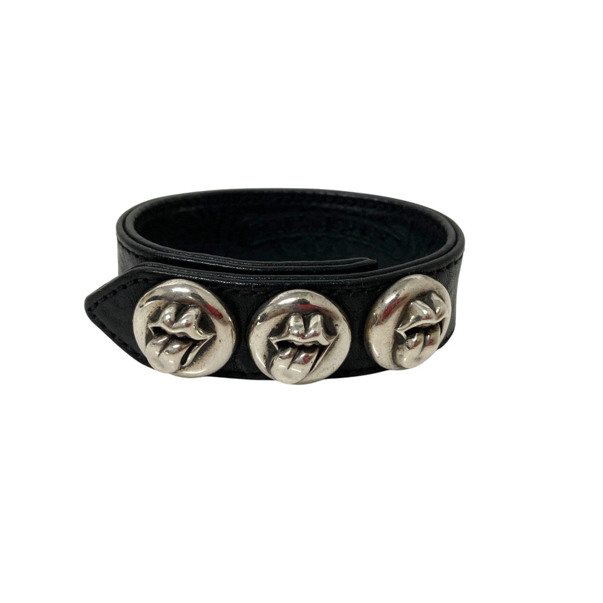 アクセサリー Chrome Hearts 3 Button 2 Snap Leather Chrome Hearts 3 Cross Silver Buttons 2 Snaps Brown Leather