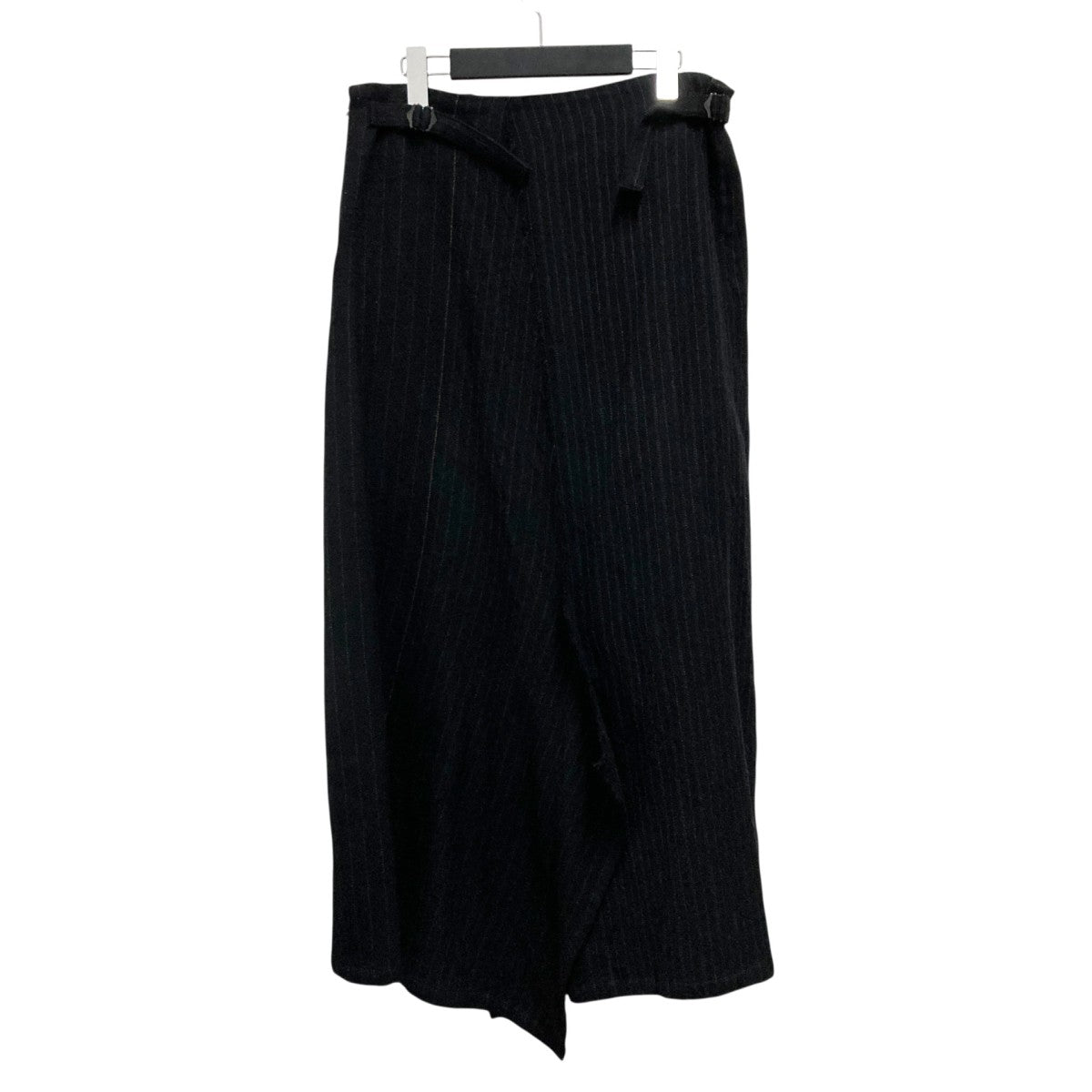 Y’s WOOL PINSTRIPE LEFT SIDE PATCH SKIRT PANTSスカンツYO P18 107 古着・中古-2枚目のアイテム画像