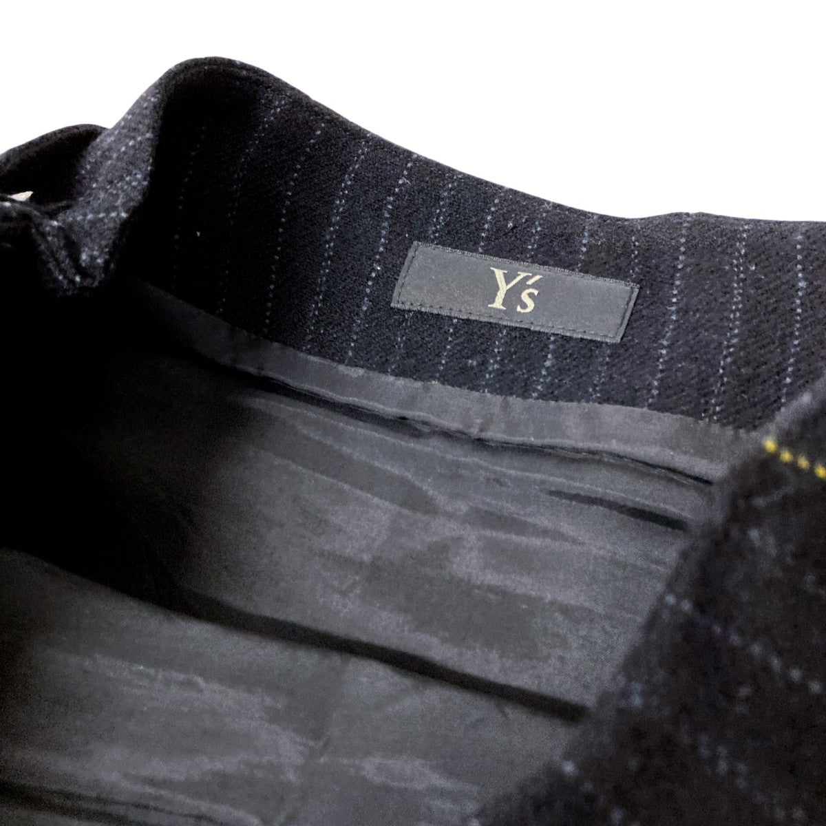 Y’s WOOL PINSTRIPE LEFT SIDE PATCH SKIRT PANTSスカンツYO P18 107 古着・中古-4枚目のアイテム画像